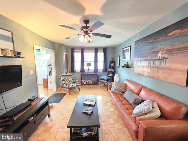 53 Valley Rd, Mount Ephraim, NJ 08059 - living room with a ceiling fan
