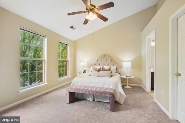 622 Main St Unit 622B, Gaithersburg, MD 20878 - bedroom featuring lofted ceiling, carpet floors, a ceiling fan, and connected bathroom