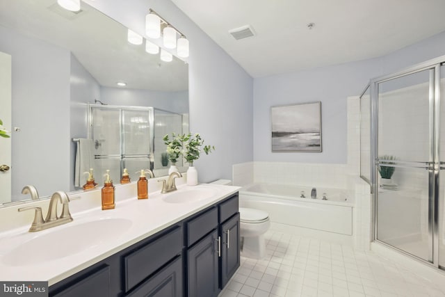 622 Main St Unit 622B, Gaithersburg, MD 20878 - full bathroom with tile patterned flooring, a shower stall, a garden tub, and double vanity