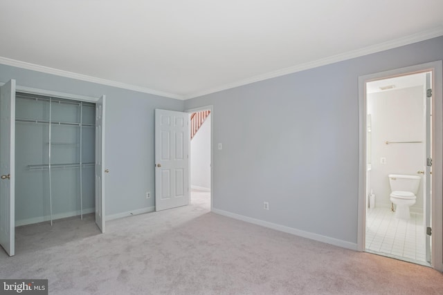 3818 White Post Ct, Alexandria, VA 22304 - unfurnished bedroom with crown molding, carpet floors, a closet, and ensuite bathroom