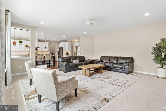 29 Carrington Way, Marlton, NJ 08053 - living area featuring light carpet and recessed lighting