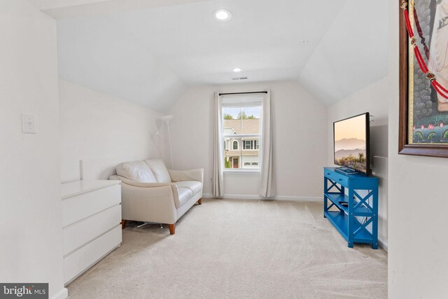 29 Carrington Way, Marlton, NJ 08053 - living area featuring vaulted ceiling, carpet floors, and recessed lighting
