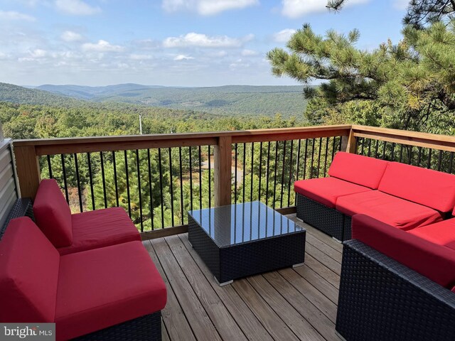 532 Buck Mountain Blvd, Hazle Township, PA 18202 - deck featuring an outdoor living space and a forest view