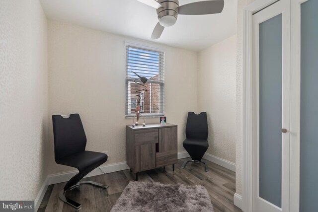 2444 S Percy St, Philadelphia, PA 19148 - sitting room featuring wood finished floors and a ceiling fan