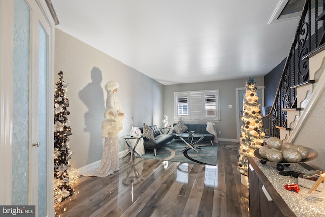 2444 S Percy St, Philadelphia, PA 19148 - living room featuring wood finished floors and stairway