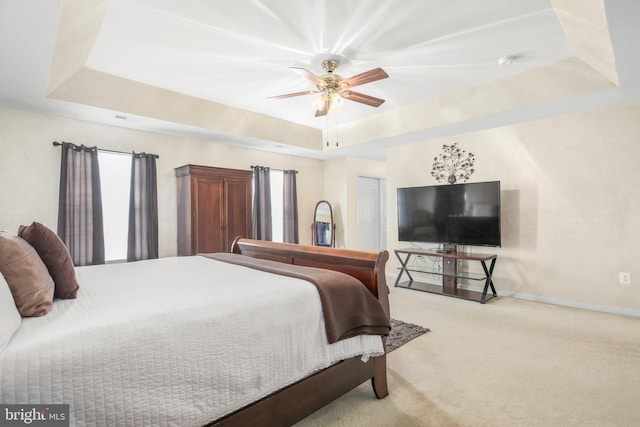 1 Fletcher Dr, Fredericksburg, VA 22406 - bedroom with a tray ceiling, carpet flooring, a closet, and a ceiling fan