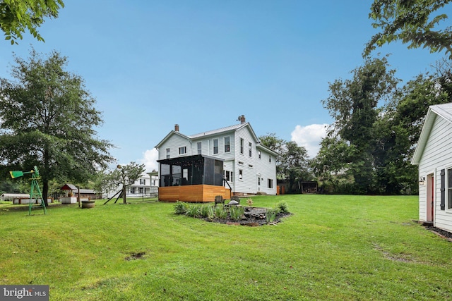12353 Barbee Rd, Bristow, VA 20136 - view of grassy yard with a sunroom