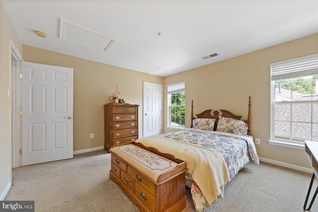 10112 Collington Campus Dr Unit 7, Bowie, MD 20721 - bedroom with attic access, light carpet, multiple windows, and a closet