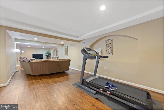 10112 Collington Campus Dr Unit 7, Bowie, MD 20721 - workout area with light wood-style flooring and recessed lighting
