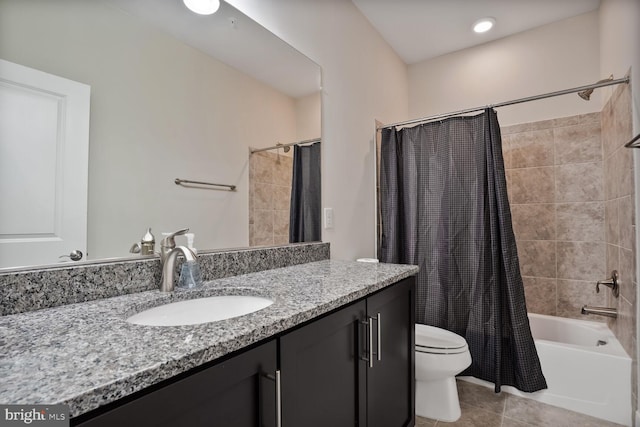 1220 Main Line Blvd Unit 102, Alexandria, VA 22301 - bathroom featuring vanity, shower / bathtub combination with curtain, and tile patterned flooring