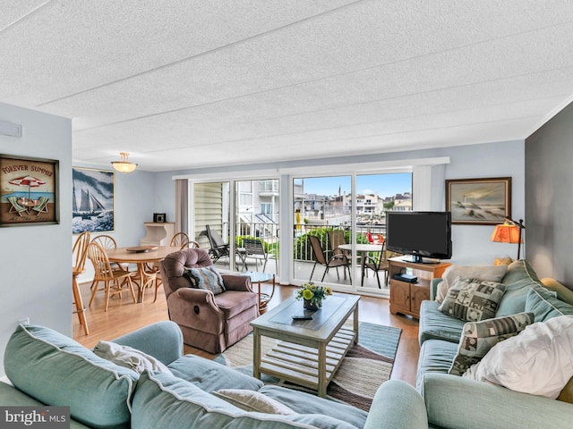 107 Convention Center Dr Unit 1410D, Ocean City, MD 21842 - living area with wood finished floors, healthy amount of natural light, and a textured ceiling