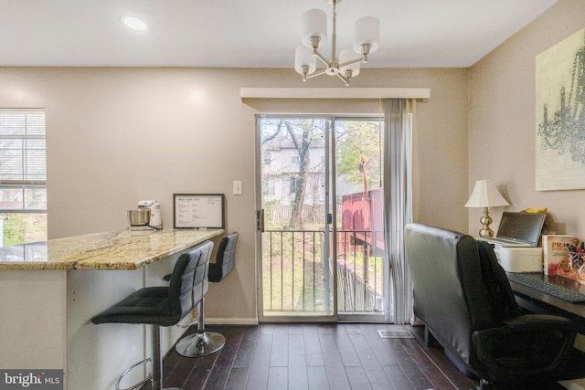 6571 Ronald Rd, Capitol Heights, MD 20743 - office space featuring a chandelier, dark wood-style floors, and recessed lighting