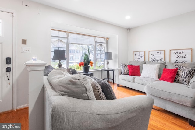6571 Ronald Rd, Capitol Heights, MD 20743 - living room featuring light wood-type flooring and recessed lighting