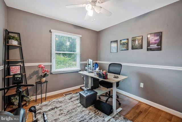 6614 Mccahill Dr, Laurel, MD 20707 - home office with ceiling fan and wood finished floors