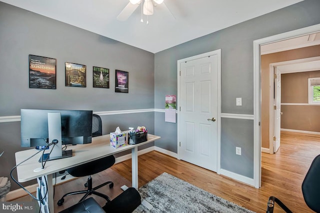 6614 Mccahill Dr, Laurel, MD 20707 - home office with a ceiling fan and wood finished floors
