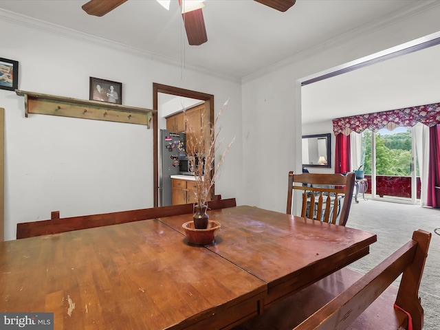 4704 Baughman Ml, Manchester, MD 21102 - carpeted dining space with a ceiling fan and ornamental molding