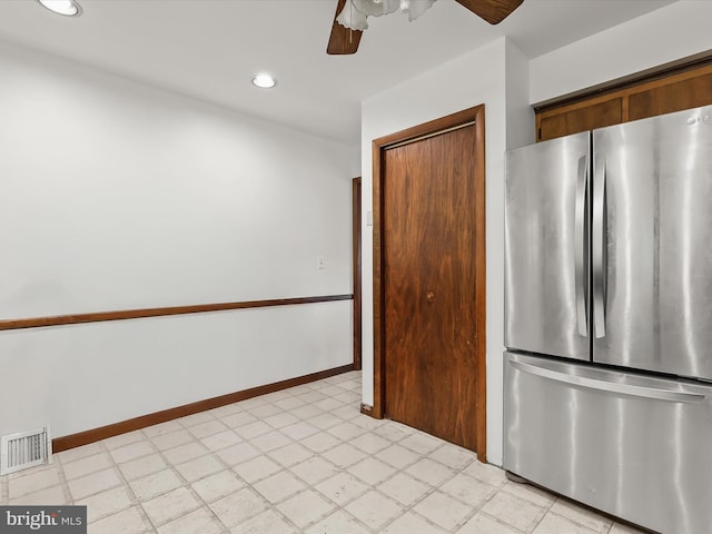 4704 Baughman Ml, Manchester, MD 21102 - kitchen with freestanding refrigerator, a ceiling fan, recessed lighting, and light floors