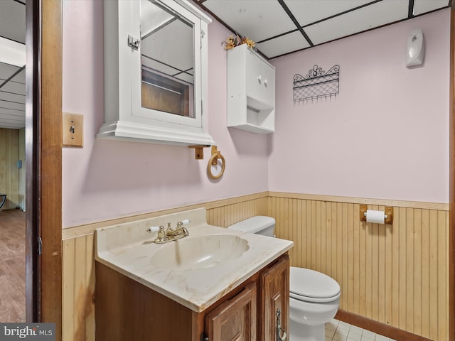 4704 Baughman Ml, Manchester, MD 21102 - bathroom featuring wainscoting, vanity, a drop ceiling, and wooden walls