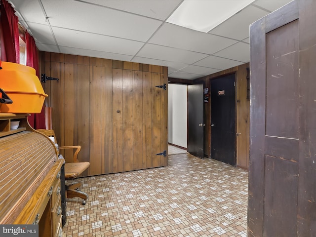 4704 Baughman Ml, Manchester, MD 21102 - home office with wooden walls, tile patterned floors, and a paneled ceiling