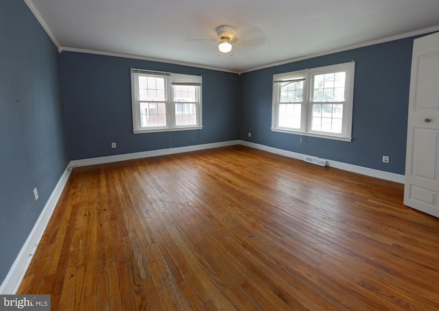 301 E Hanover St, Hanover, PA 17331 - spare room featuring ornamental molding, wood-type flooring, and ceiling fan