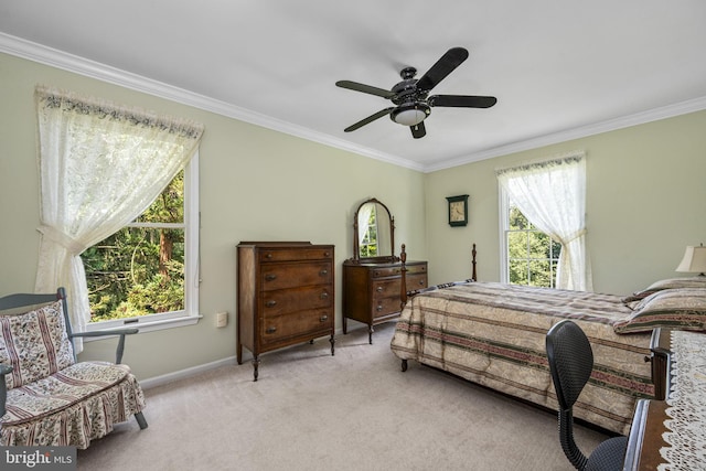 1043 Welsh Ayres Way, Downingtown, PA 19335 - bedroom with crown molding, light carpet, and ceiling fan