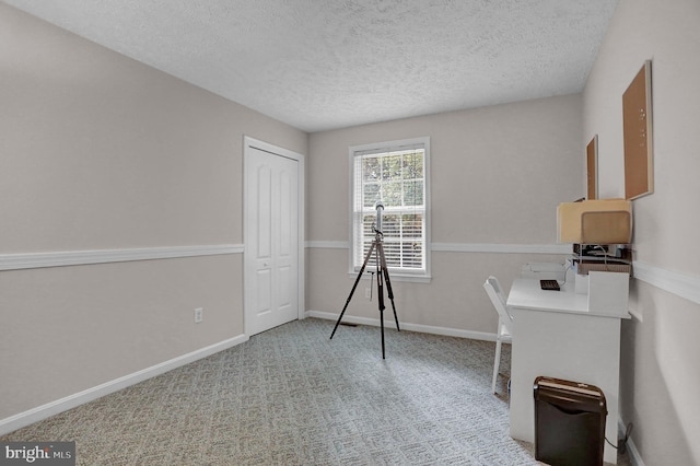 207 Weston Woods Dr, Pasadena, MD 21122 - home office featuring a textured ceiling and carpet floors