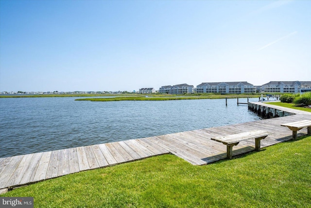 222 N Heron Dr Unit 222-1, Ocean City, MD 21842 - dock featuring a water view and a yard
