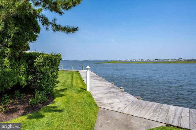 222 N Heron Dr Unit 222-1, Ocean City, MD 21842 - dock area featuring a water view and a lawn