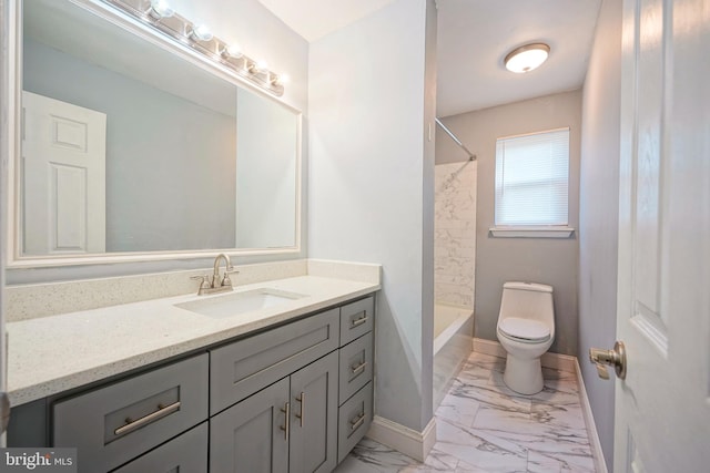 16 Franklin Dr, Voorhees, NJ 08043 - bathroom featuring marble look tile flooring, vanity, and washtub / shower combination