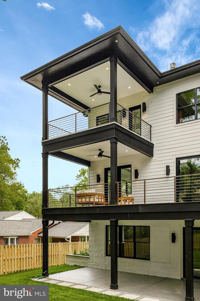1710 Fairview Ave, Mclean, VA 22101 - back of house with a balcony, ceiling fan, and a patio area