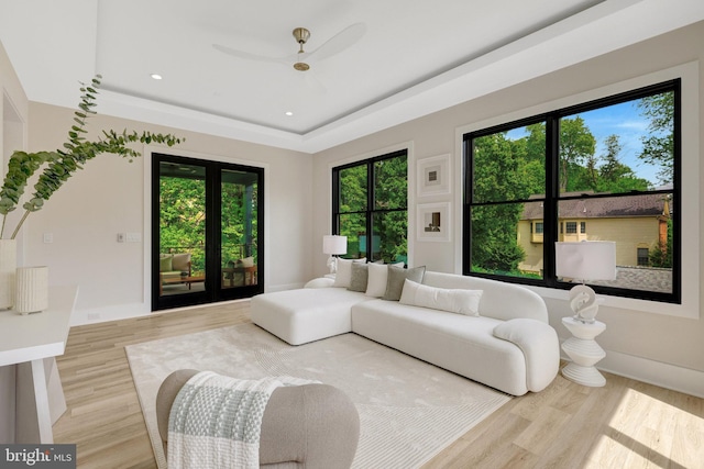 1710 Fairview Ave, Mclean, VA 22101 - living room with healthy amount of natural light, wood finished floors, a raised ceiling, and recessed lighting