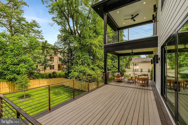 1710 Fairview Ave, Mclean, VA 22101 - deck with a ceiling fan, a fenced backyard, and an outdoor living space