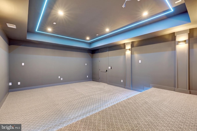 1710 Fairview Ave, Mclean, VA 22101 - home theater room featuring carpet floors, a raised ceiling, and recessed lighting