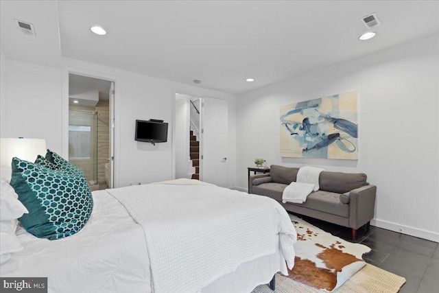 2223 1st St NW Unit 1, Washington, DC 20001 - bedroom with recessed lighting, tile patterned flooring, and ensuite bathroom