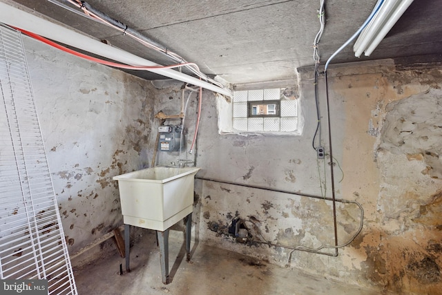 6333 Mershon St, Philadelphia, PA 19149 - below grade area featuring gas meter and a sink