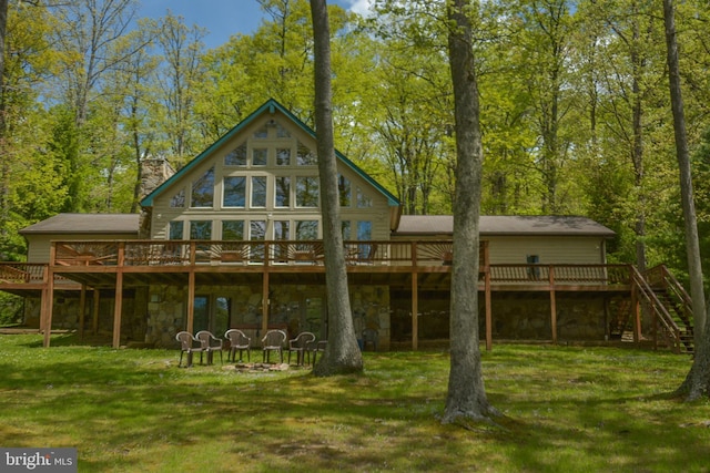 1140 Rock Lodge Rd, Mc Henry, MD 21541 - back of property featuring a deck and a lawn