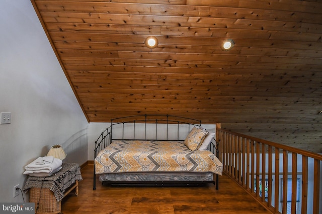 1140 Rock Lodge Rd, Mc Henry, MD 21541 - bedroom with wooden ceiling, wood finished floors, and vaulted ceiling
