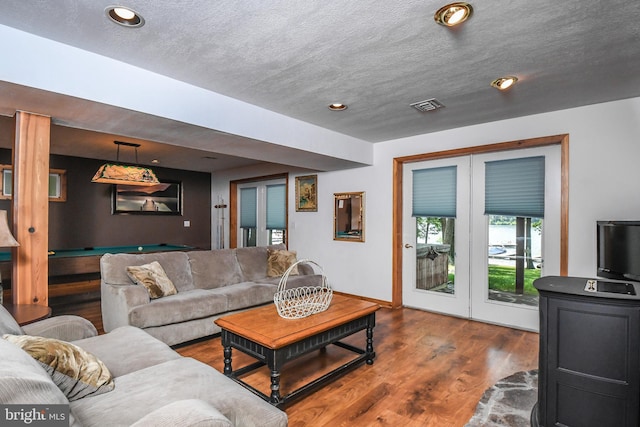1140 Rock Lodge Rd, Mc Henry, MD 21541 - living area featuring billiards table, wood finished floors, recessed lighting, and a textured ceiling