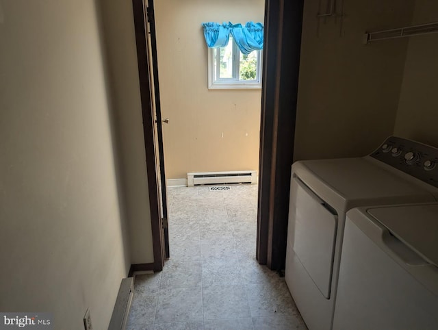 112 E 4th St, Seaford, DE 19973 - laundry room featuring washing machine and clothes dryer and a baseboard heating unit