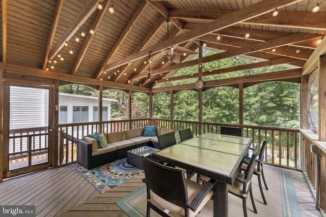 10034 Park Woods Ln, Burke, VA 22015 - sunroom with an outdoor living space, track lighting, and healthy amount of natural light