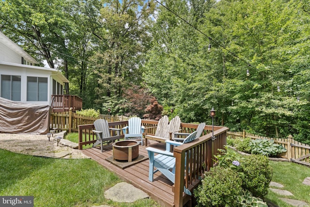 10034 Park Woods Ln, Burke, VA 22015 - deck with a fire pit