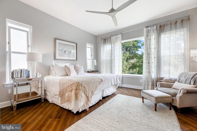 125 Towhee Dr, Lake Frederick, VA 22630 - bedroom with dark wood finished floors and ceiling fan