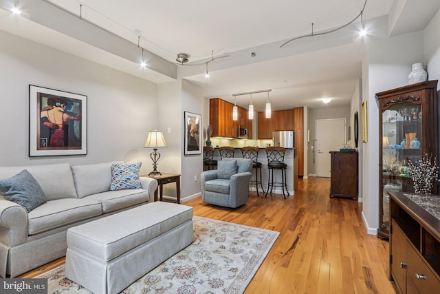 1425 Locust St Unit 7D, Philadelphia, PA 19102 - living area featuring light wood finished floors and track lighting