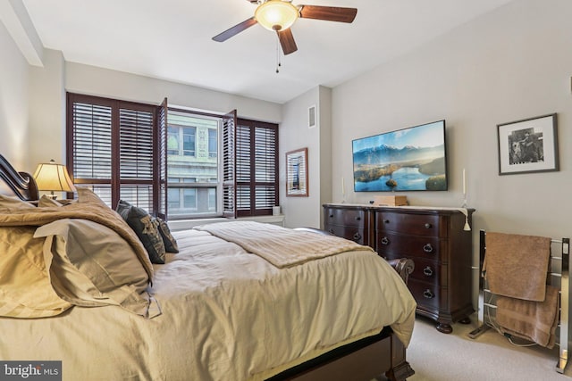1425 Locust St Unit 7D, Philadelphia, PA 19102 - bedroom with light colored carpet and a ceiling fan