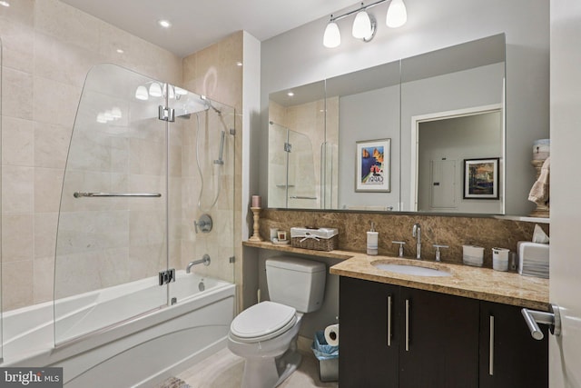 1425 Locust St Unit 7D, Philadelphia, PA 19102 - bathroom featuring vanity, enclosed tub / shower combo, and decorative backsplash