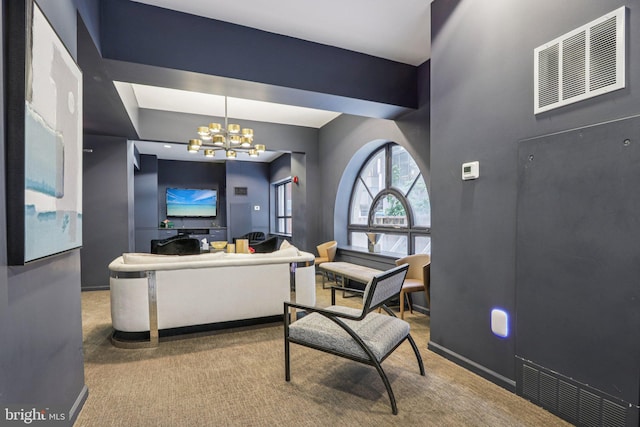 1425 Locust St Unit 7D, Philadelphia, PA 19102 - living room with a chandelier and carpet floors