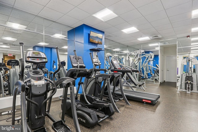 1425 Locust St Unit 7D, Philadelphia, PA 19102 - exercise room with a paneled ceiling