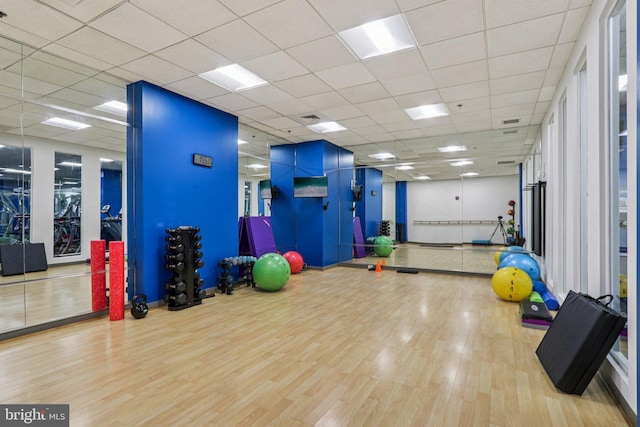 1425 Locust St Unit 7D, Philadelphia, PA 19102 - workout area with wood finished floors and a drop ceiling