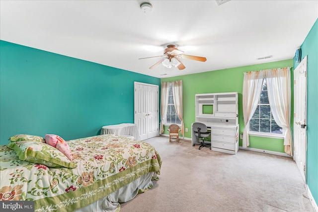 117 Woodrow Ln, Port Deposit, MD 21904 - bedroom featuring carpet flooring, a closet, and a ceiling fan