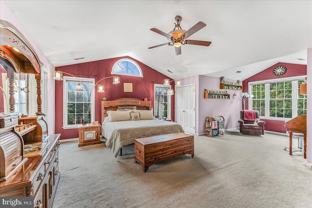 117 Woodrow Ln, Port Deposit, MD 21904 - bedroom with vaulted ceiling, carpet floors, a ceiling fan, and a closet